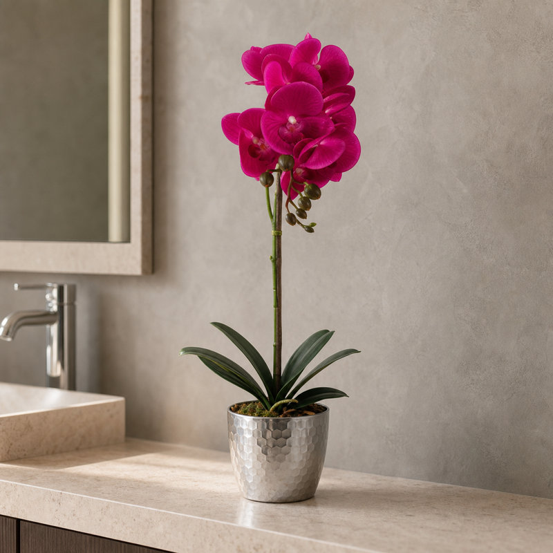 Artificial Arrangement in Pot, Dark Pink