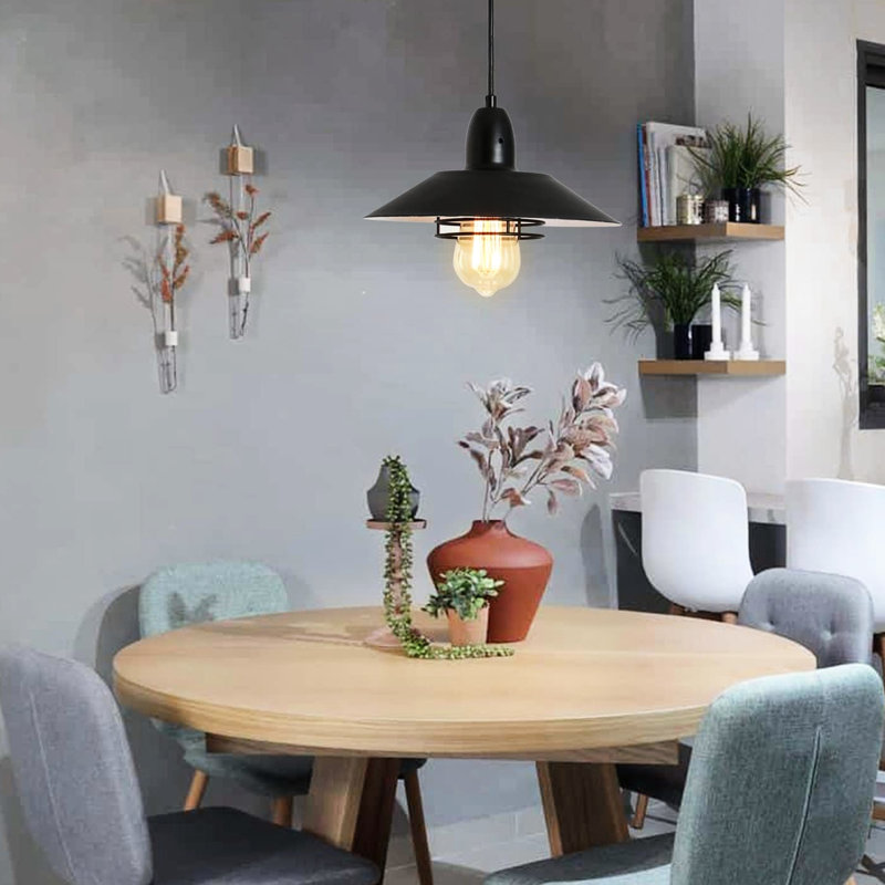 Luminaire suspendu en métal noir mat - réglable pour la chambre à coucher, le salon et la salle à manger