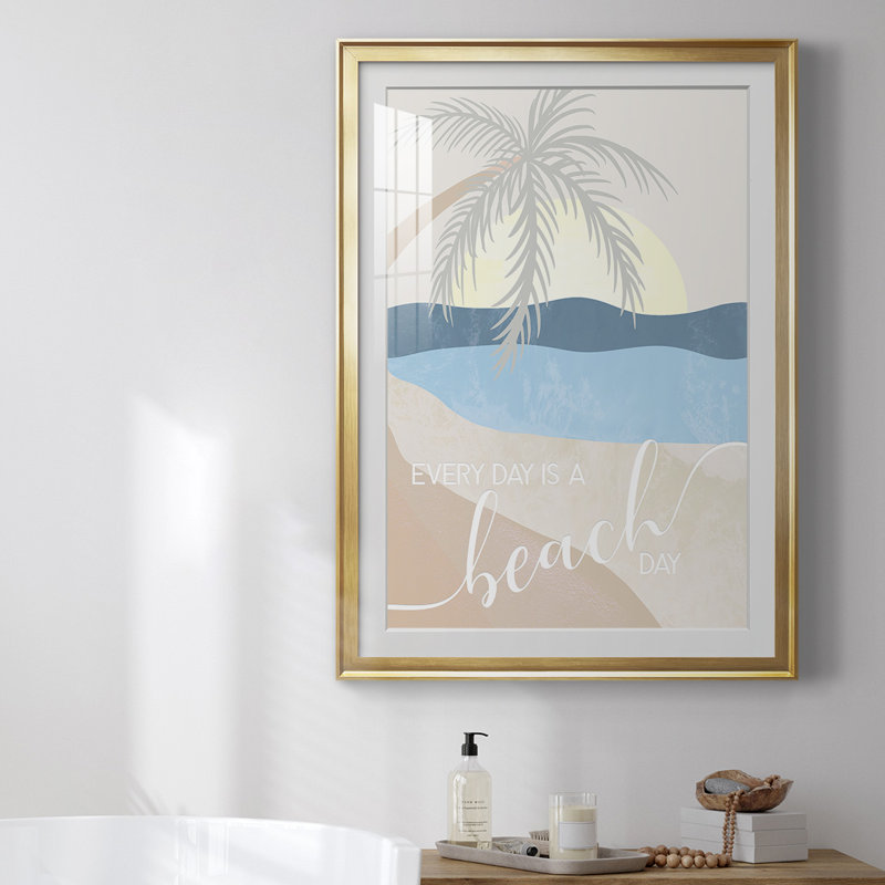 «Beach Day», reproduction encadrée de qualité supérieure - prête à être accrochée, Or, H 42,5 po x l 30,5 po