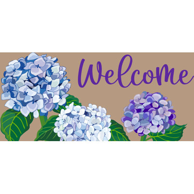 Tapis antidérapant Halcomb Hydrangea Heaven Flocked Sassafras Coir 22 po x 10 po