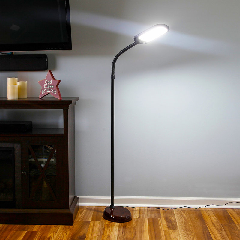 Litespan Slim 55 in. Industrial Dimmable LED Directional Task Floor Lamp, Brown