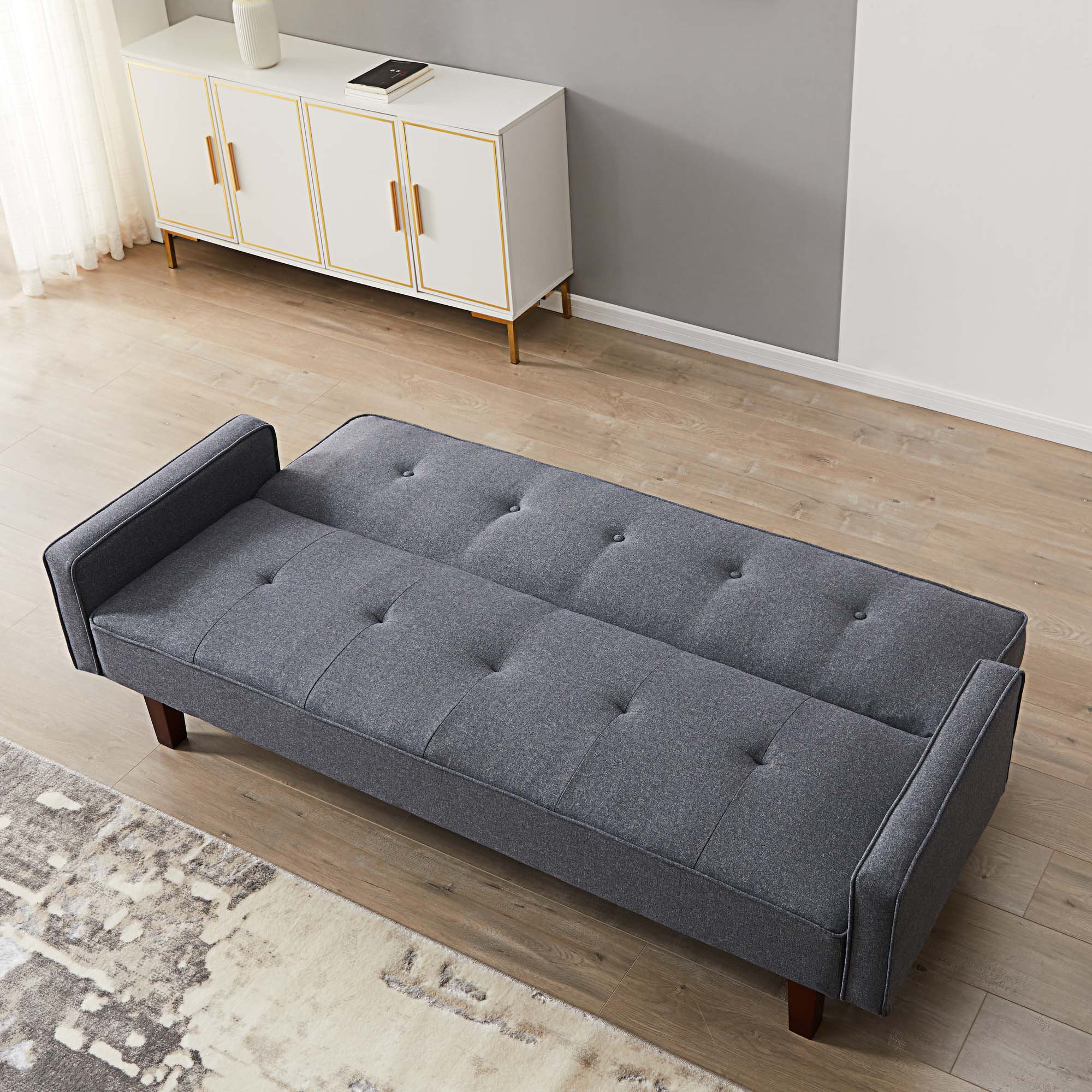 Jodean 74.8'' Sofa Bed Ebern Designs Fabric: Gray Linen