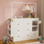 Commode avec tiroirs, tablettes ouvertes de rangement