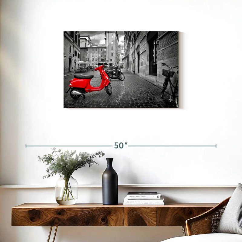 Vespa rouge Sirci Pop, H 20 po x l 30 po