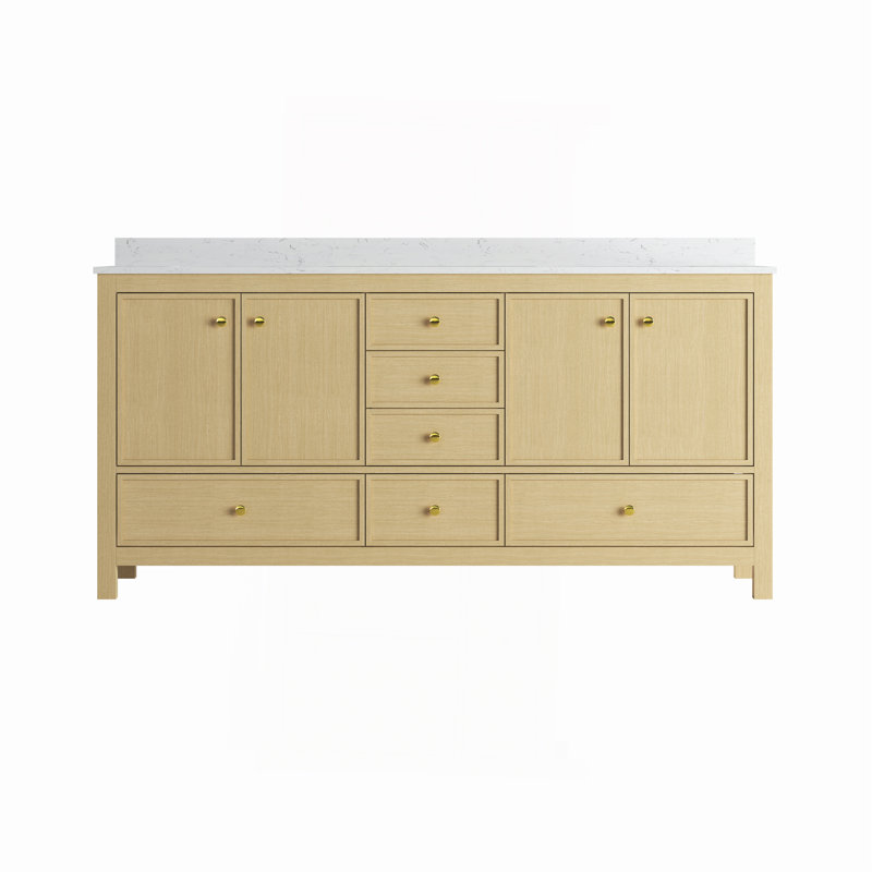Armoire de meuble-lavabo double 72 po en chêne, Chêne, 72"