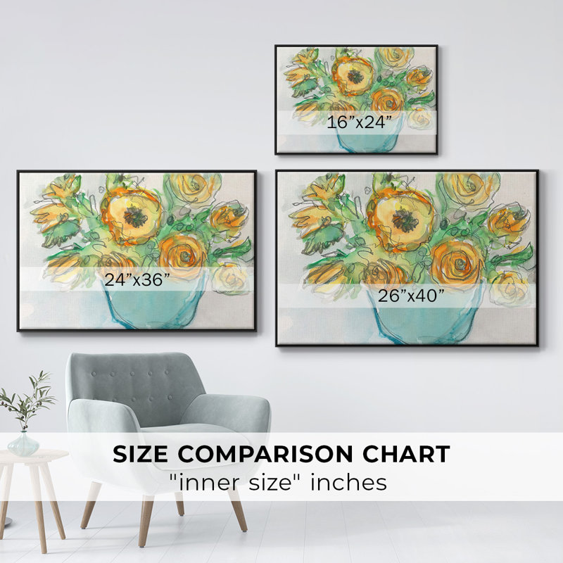 Accent floral printanier II, Toile encadrée noire, H 25 po x l 37 po x P 2 po