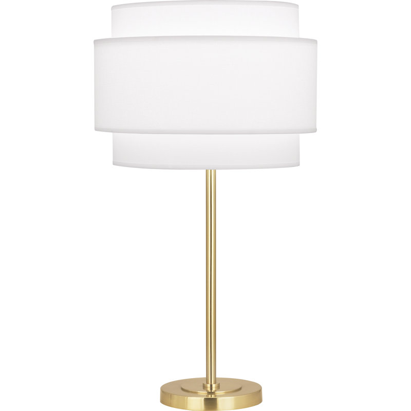 Decker Table Lamp, Modern Brass, Ascot White