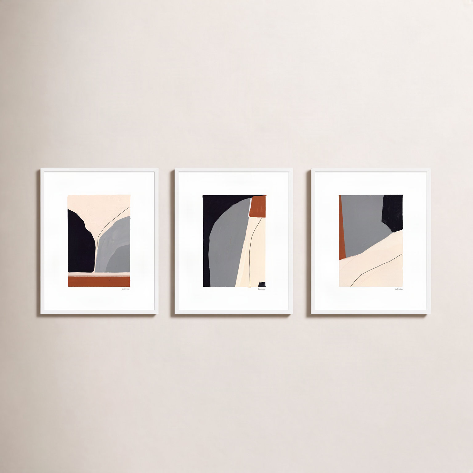 Transcendence. Set Of 3 by Andrea Stokes, 25" H x 20" W x 1.25" D, White Wood