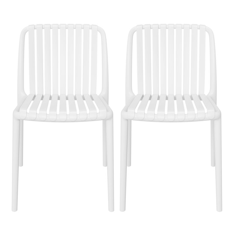 Delron Stackable Patio Side Chair, White