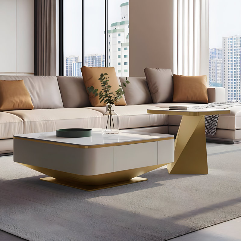Hyrup Pedestal Coffee Table with Storage