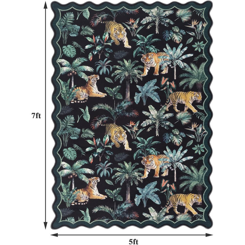 Animal Print Area Rugs Washable Non Slip Large Carpet Low Pile Rug, Rectangle 6' x 9'