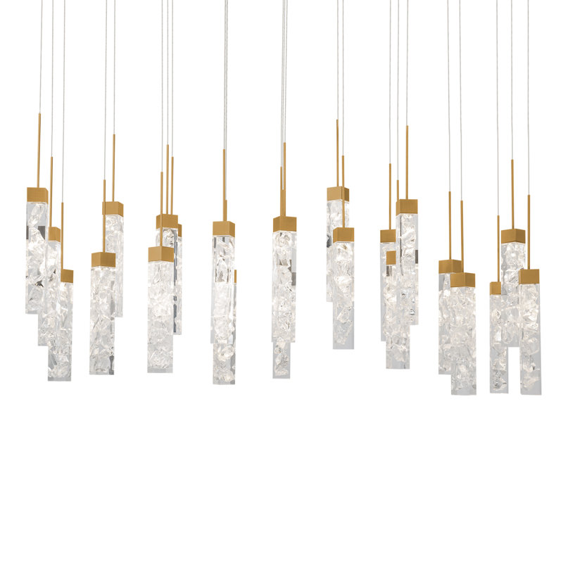 Minx - Light LED Cluster Pendant, Aged Brass, 12.88" H x 54" W x 12" D, 23