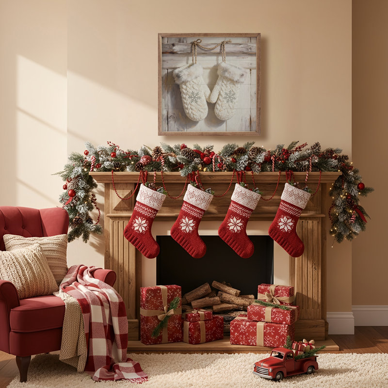 Mittens With Snowflakes, H 16 po x l 16 po