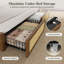 Structure de lit moderne en rotin avec rangement pour tête de lit et ports de chargement USB-459284418-459284445