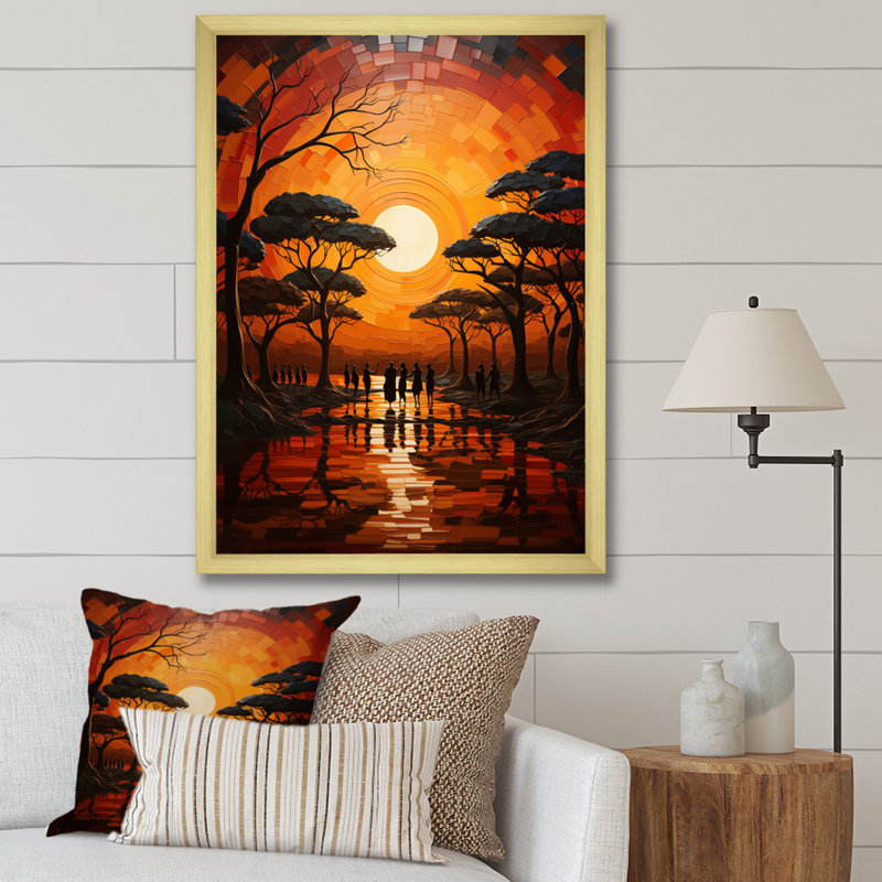 Woekel African Savannah Melody I, H 44 po x l 34 po x P 1,5 po, Encadrement doré