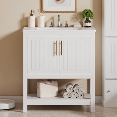 30 pièces de meuble-lavabo blanc avec lavabo en céramique