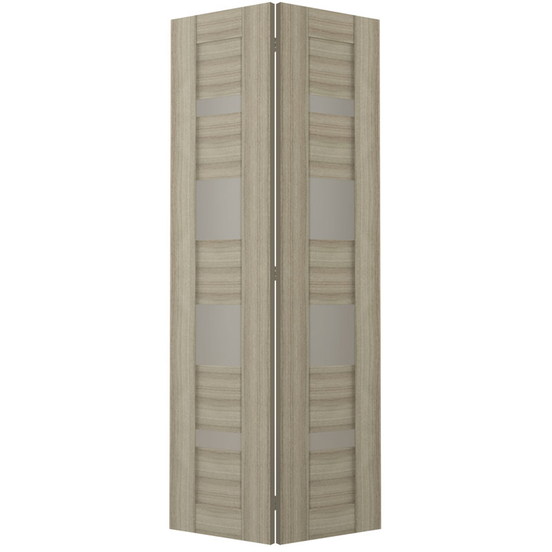 Porte pliante en bois et verre Mirella avec trousse de quincaillerie d'installation, 48 po x 79,38 po, Pin