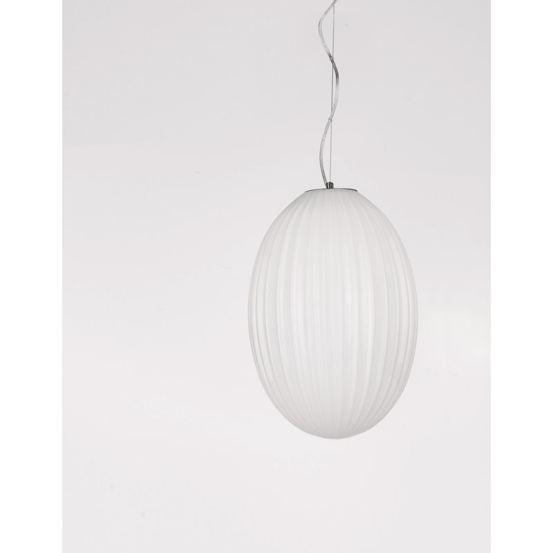1 - Light Chrome Geometric Pendant, White