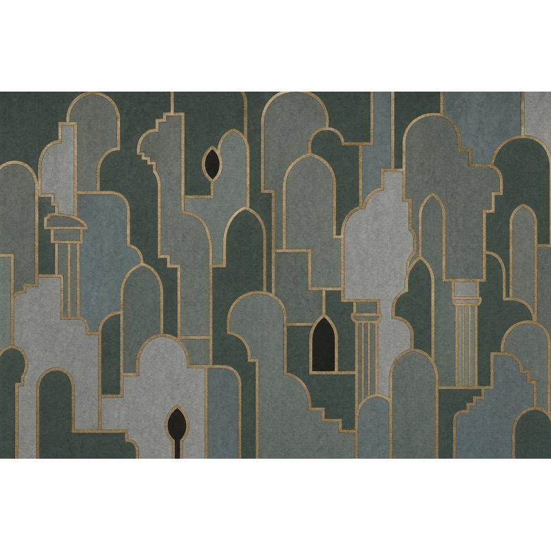 Papier peint vert forêt estompée, 120 po x 96 po, Texturé non collé