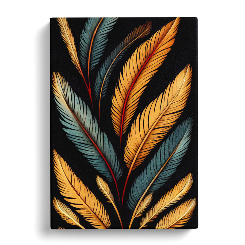 XC1022-3794X Retro Feathers No.2 - Wrapped Canvas Print, 76cm H x 50cm W x 3cm D