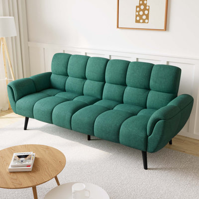 Canapé convertible moderne à accoudoirs évasés en lin 76,7 po Modern