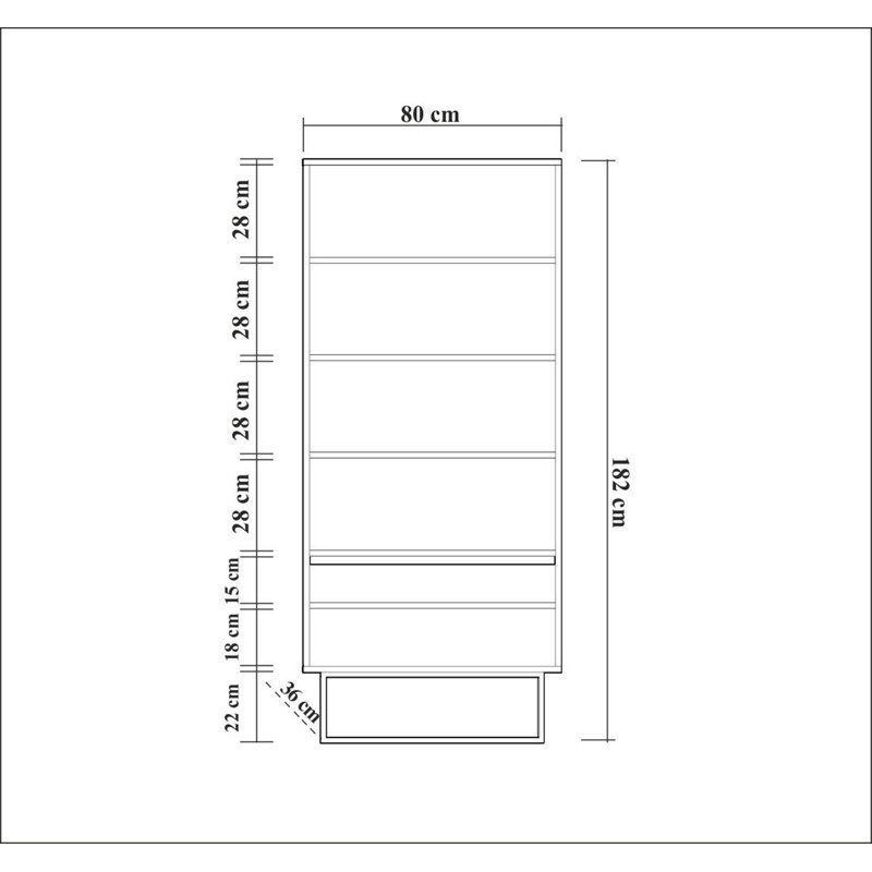 Modern Travertine Bookshelf with Metal Legs, 31.5 x 71.7 x 14.2 inches | 100% Melamine Coated Particle Board, Thickness: 0.71 inches | Wall-Mountable, Multiple Shelves for Extra Storage, Stylish & Functional Design