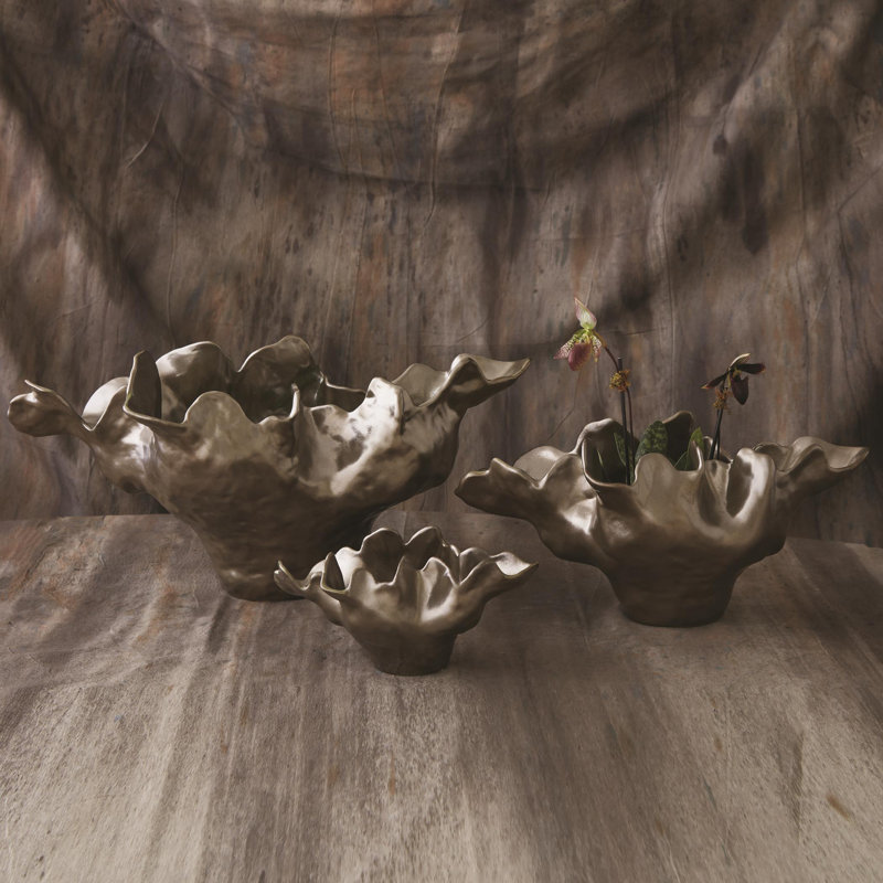 Meteor Decorative Bowl, Small (6.5'' H x 13'' W x 7.75'' D), Silver Haze