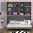 Twin Murphy Bed With Top Cabinet, LED Light And Charging Station, Wood Folding Murphy Bed Cabinet With Shelves-309955809