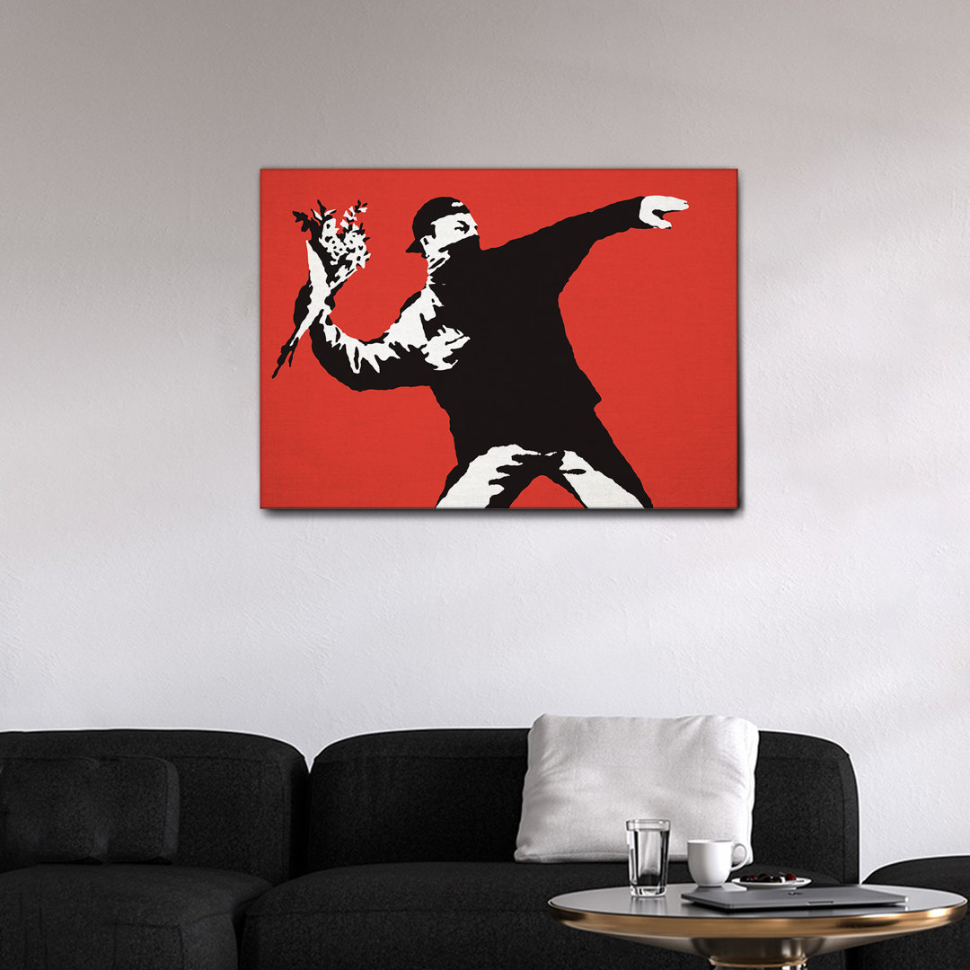 Leinwandbild Red Flower Thrower von Banksy