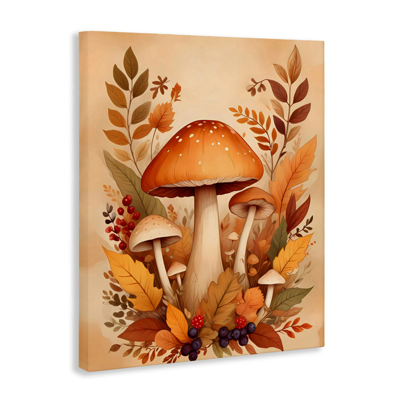 Toile d'automne champignon, conception par Creative Studio, H 20 po x l 16 po