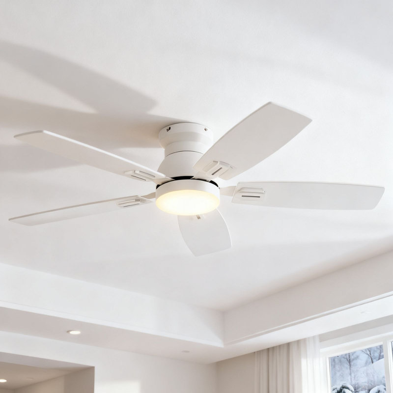 42 ''- Blade Modern Ceiling Fan with LED Lights and Remote Control, 6 Speeds Reversible DC Motor, 3 Color Lights, Timer, Double-sided Wood Blades