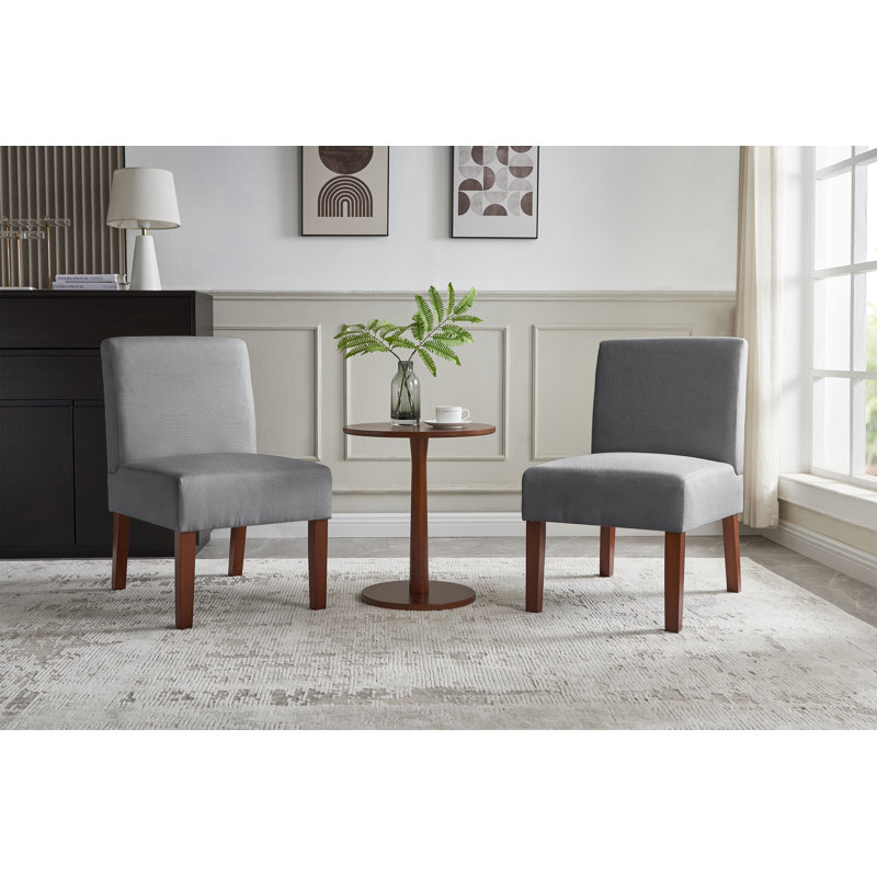 Chaise d'appoint avec table ronde en bois, gris