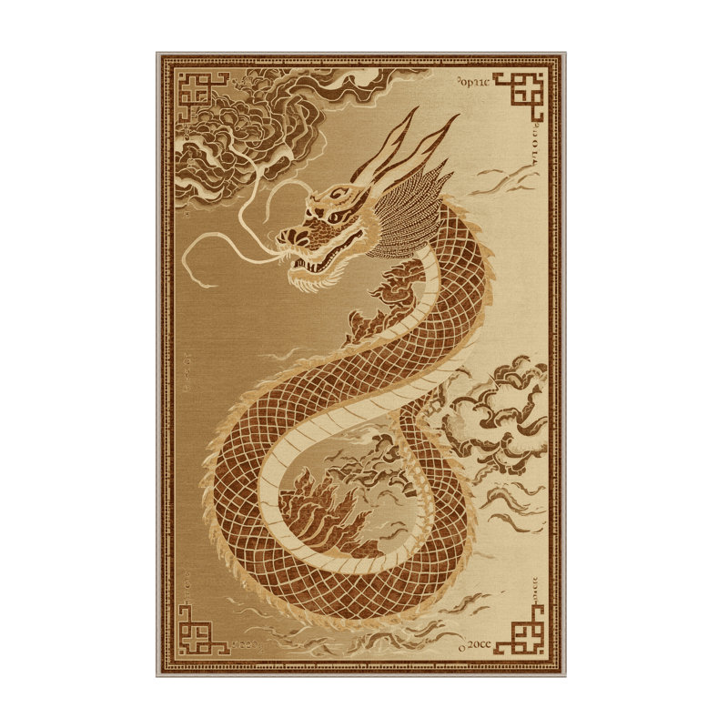 Tapis oriental classique beige lavable à la machine Pauleta - reliure beige, 7 x 10