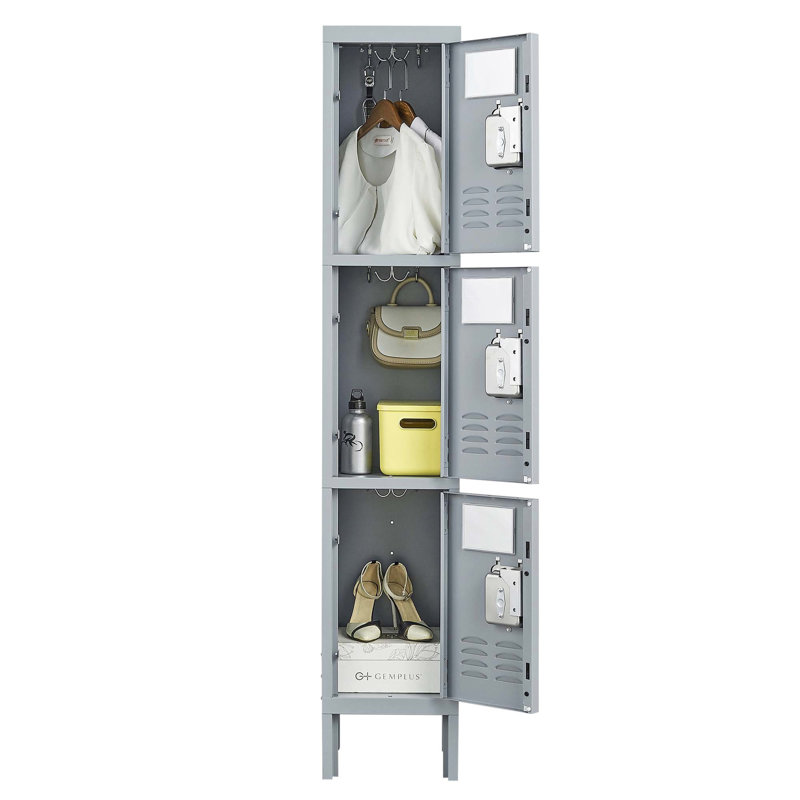 Metal Lockers With Lock, Suitable For Garage, Home, Gym - Grey 66"h Storage Lockers, Office, , Use