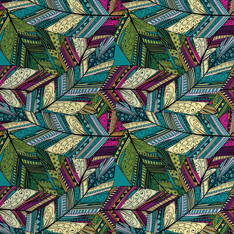 Tissu de plumes exotiques, H 36 po x l 58 po x P 1 po