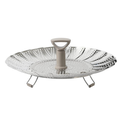 Martha Stewart Stainless Steel Folding Steamer Insert With Handle In Taupe