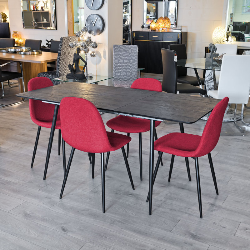 Abbottstown 4 - Person Dining Set, Black, Red