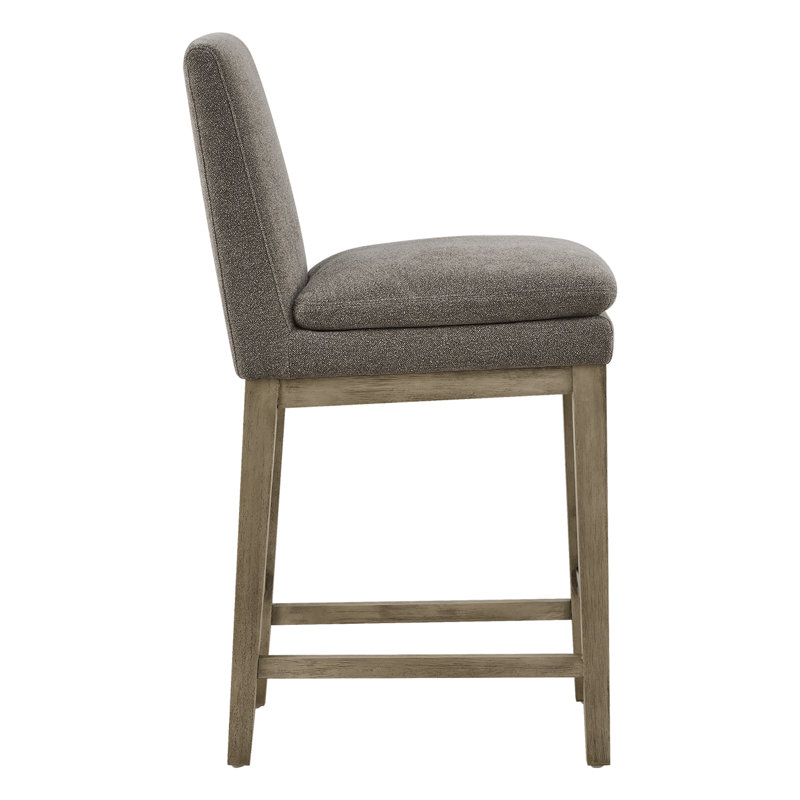 Tabouret de comptoir rembourré Bethea, Gris délavé, Brown Chenille
