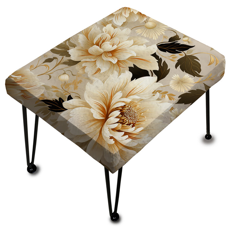 Repose-pieds Beige Antique Flower Harmony - Floral