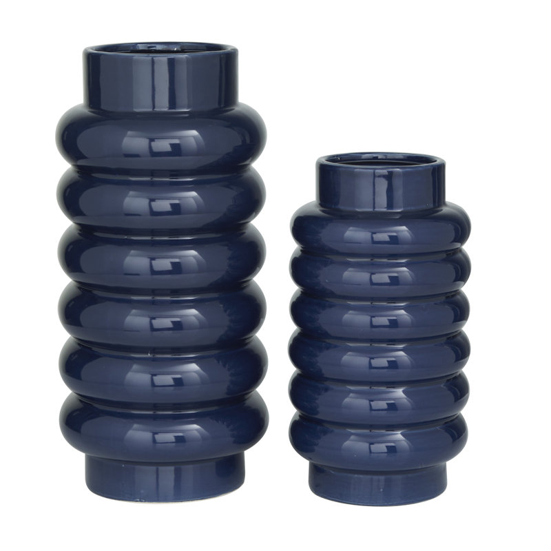 Ensemble de 2 vases de table en grès Alix, Bleu foncé