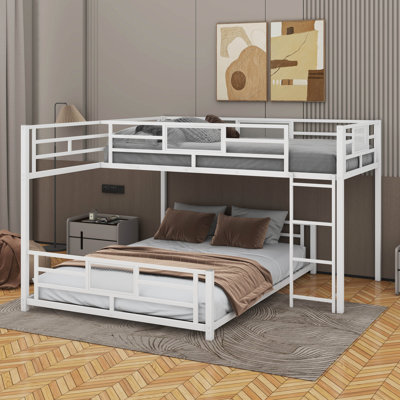 Twin Over Full L-Shaped Metal Bunk Bed