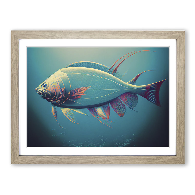 Miraculous Fish - Framed Print, 46cm H x 64cm W x 2cm D, Oak