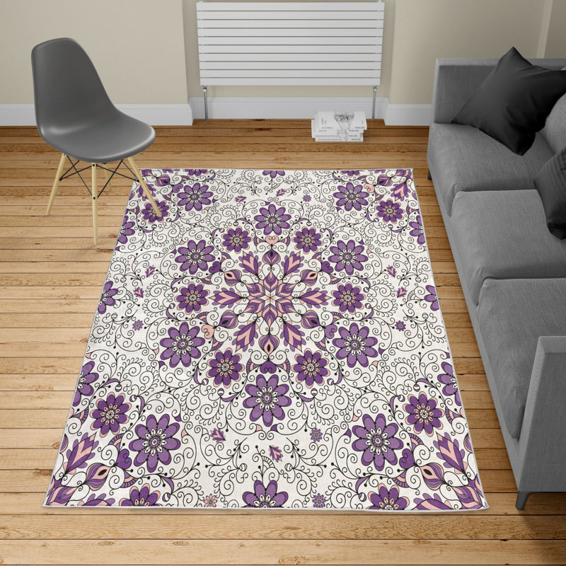 Tapis aubergine pâle, Rectangle, de 3 pi 11 po x 5 pi 10 po