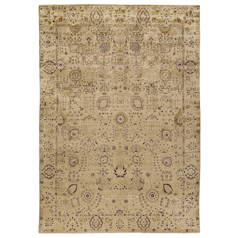 Tapis doré et doré de haute qualité noué à la main