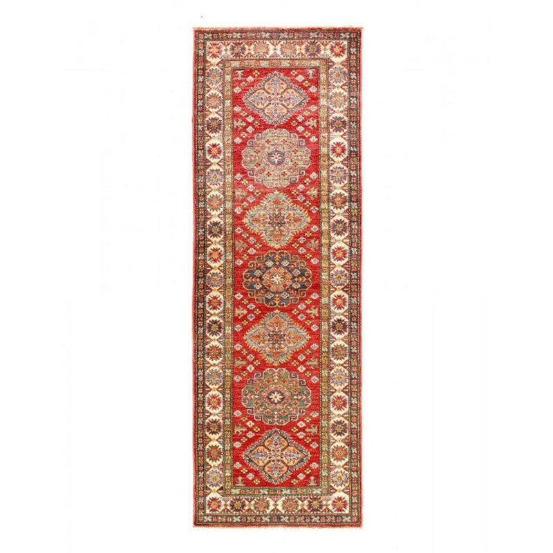 Tapis bleu marine / rouge / beige en coton à motif oriental fait à la main 2 pi 5 po x 7 pi 3 po
