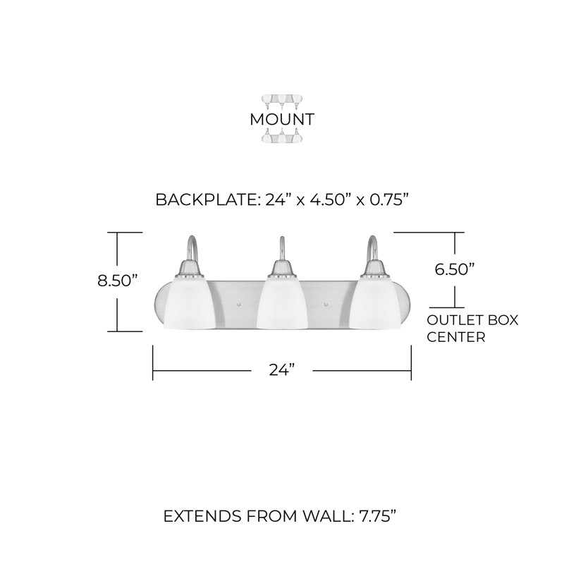 Trenton Dimmable Vanity Light, Brushed Nickel, 3
