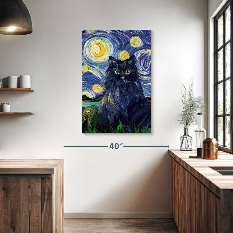 Brampt Abstract Black Cat, 39" H x 26" W