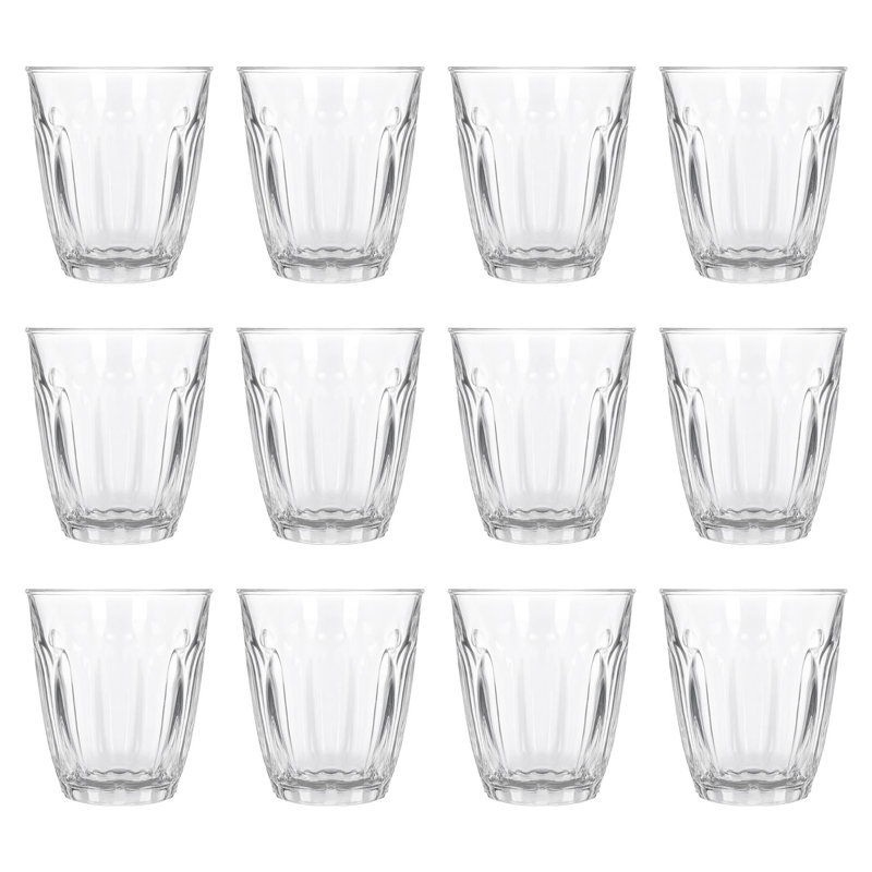 Argon Tableware Fluted Drinking Glasses - Ribbed Fluted Coffee Juice Glassware Tumblers Set, 100, Pack of 12