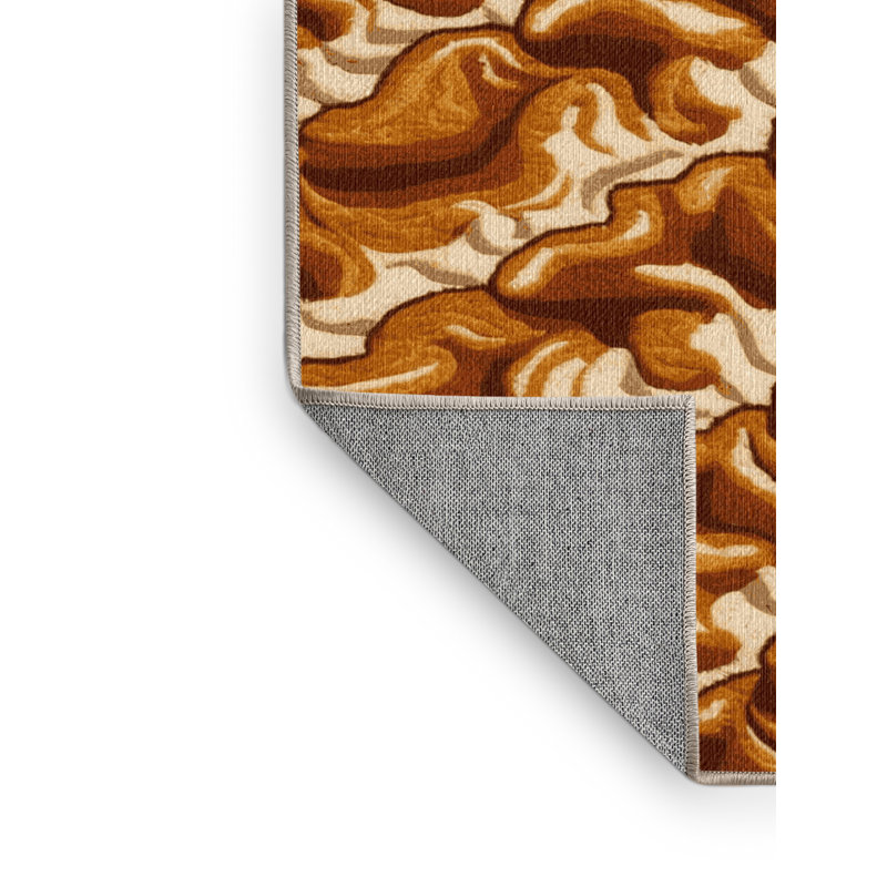 Washable Butterscotch pudding Desserts Area Rug, Runner 2' x 4'