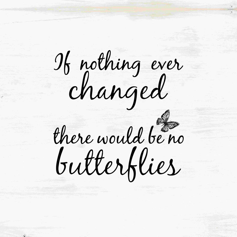No change Butterfly Quote - Art textuel sur toile tendue, H 20 po x l 20 po